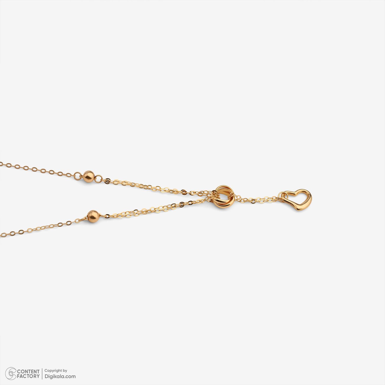گردنبند طلا 18 عیار زنانه با زنجیر حلقهای (فلامینگو) وی گالری مدل گوی و قلب کد NC2051 -  - 8