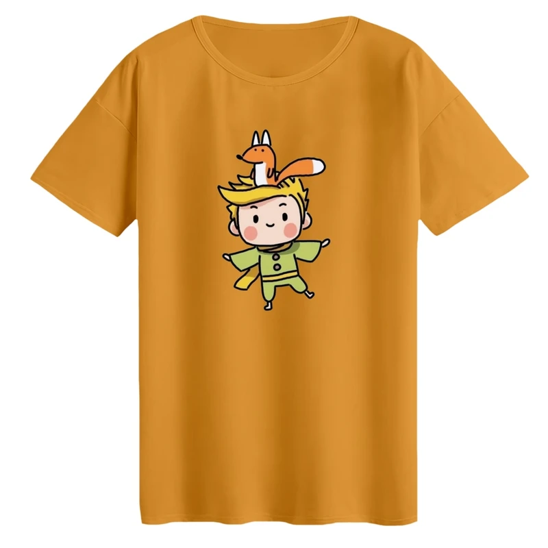 تی‌شرت لانگ آستین کوتاه زنانه مدل شازده کوچولو و روباه