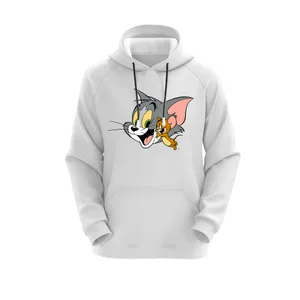 هودی زنانه مدل تام و جری کد J225 رنگ سفید