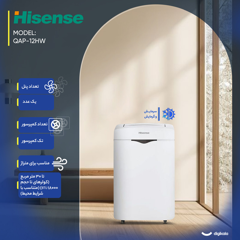 کولر گازی پرتابل 12000 دور ثابت هایسنس مدل QAP-12HW