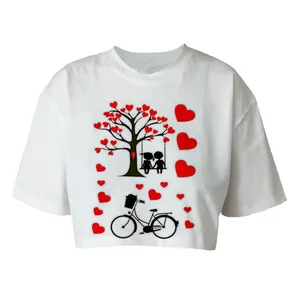 کراپ‌تاپ آستین کوتاه زنانه مدل 003 کد P79 رنگ سفید