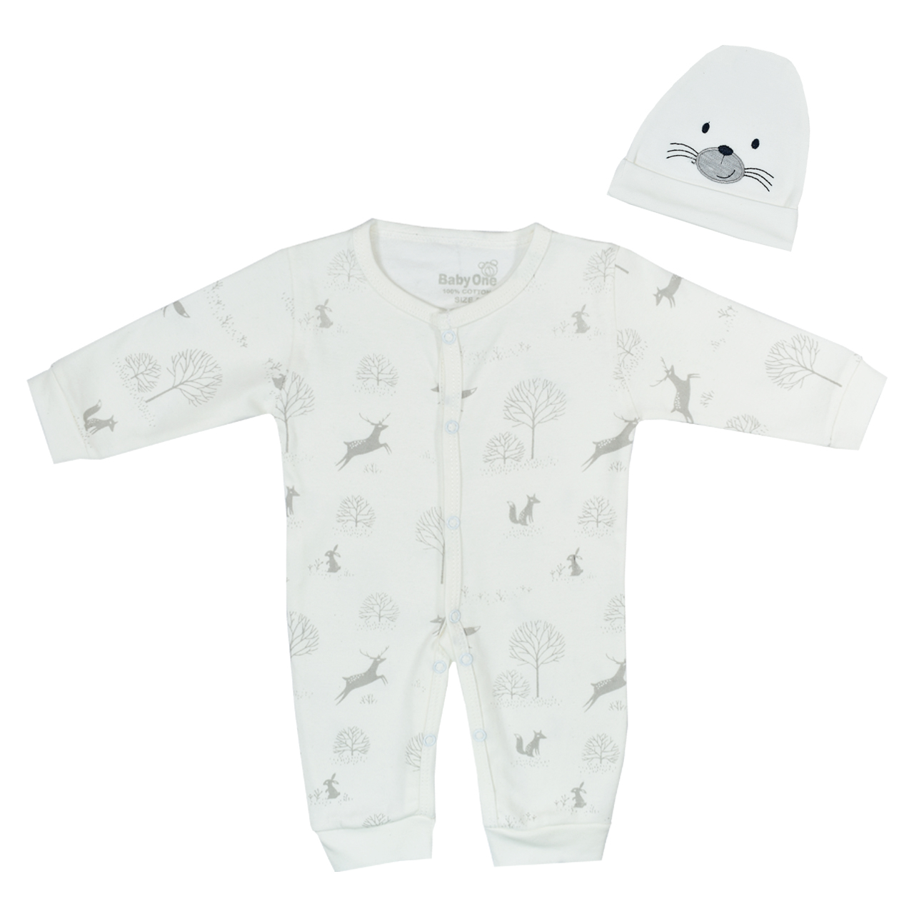 ست سرهمی و کلاه نوزادی بی بی وان مدل گوزن