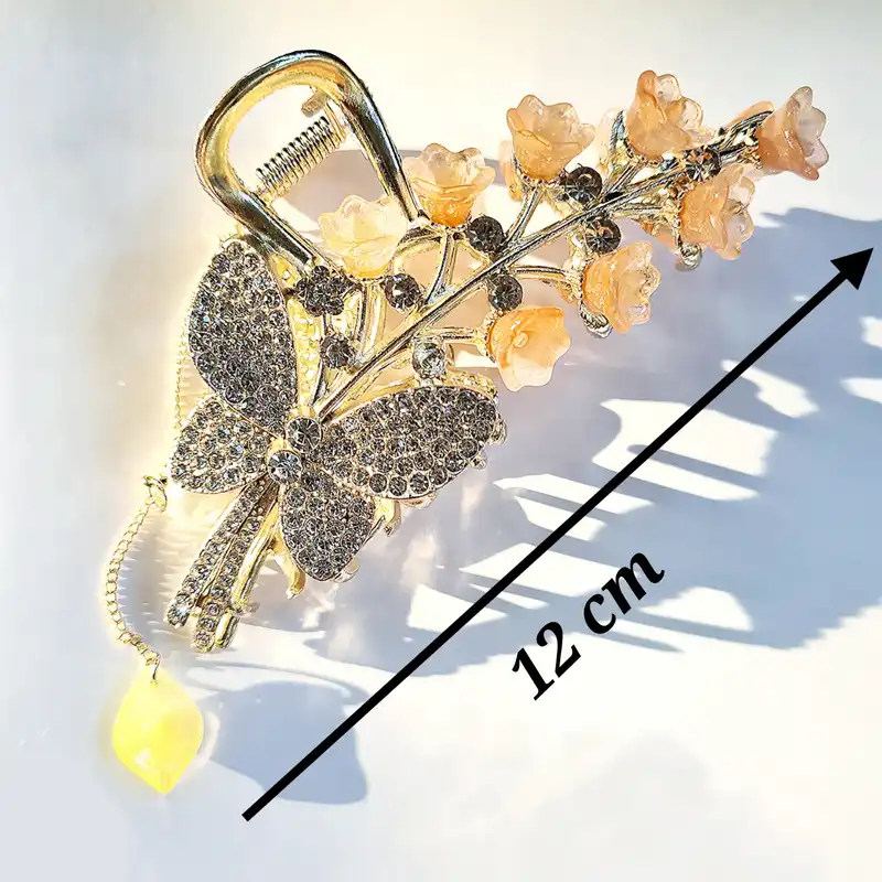 کلیپس مو زنانه مدل گل و پروانه آویزدار کد art 77