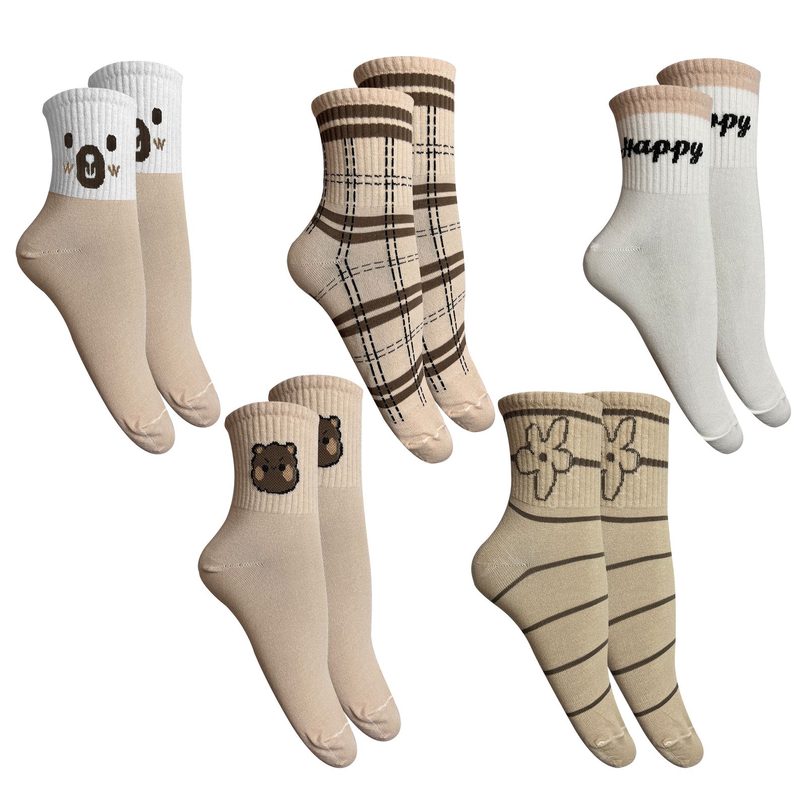 جوراب زنانه تن پوش هنگامه مدل کش اسپرت بسته 5 عددی -  - 1