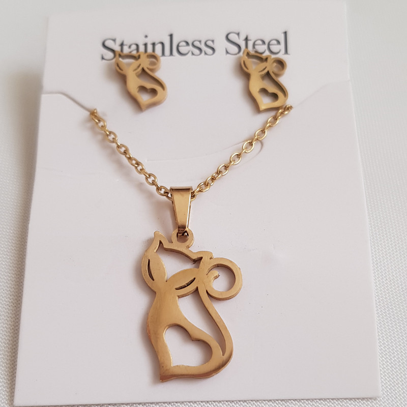 نیم ست دخترانه مدل گربه قلبی 3220