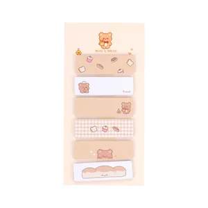 کاغذ یادداشت چسب دار مدل فانتزی طرح Bear And Bread مجموعه 6 عددی