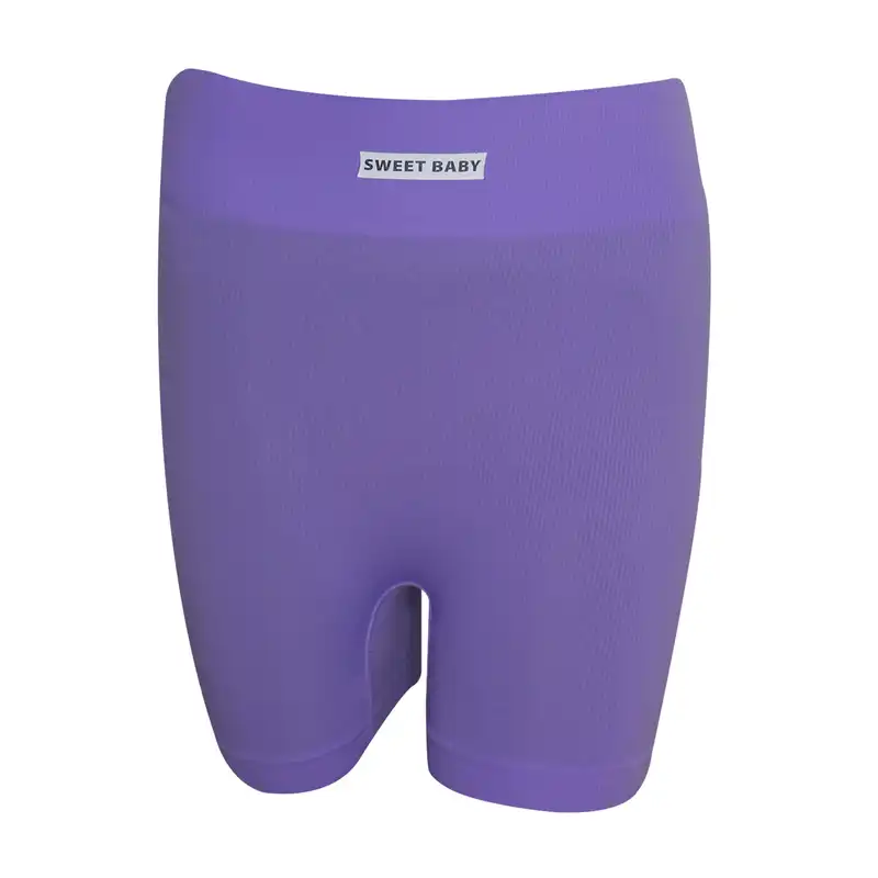 ست نیم تنه و شلوارک ورزشی زنانه مدل سیملس پد دار رنگ بنفش