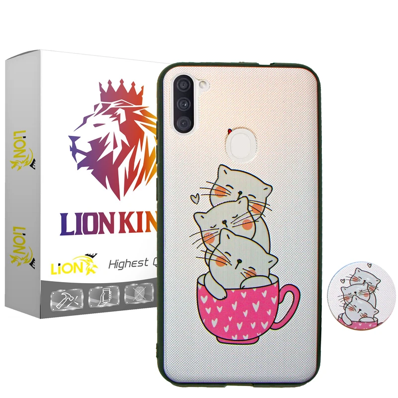  کاور لاین کینگ مدل livan cat مناسب برای گوشی موبایل سامسونگ Galaxy A11 به همراه پایه نگهدارنده