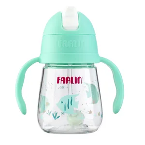 لیوان آبمیوه خوری کودک فارلین مدل نی دار سوپاپ دار کد AG-10024