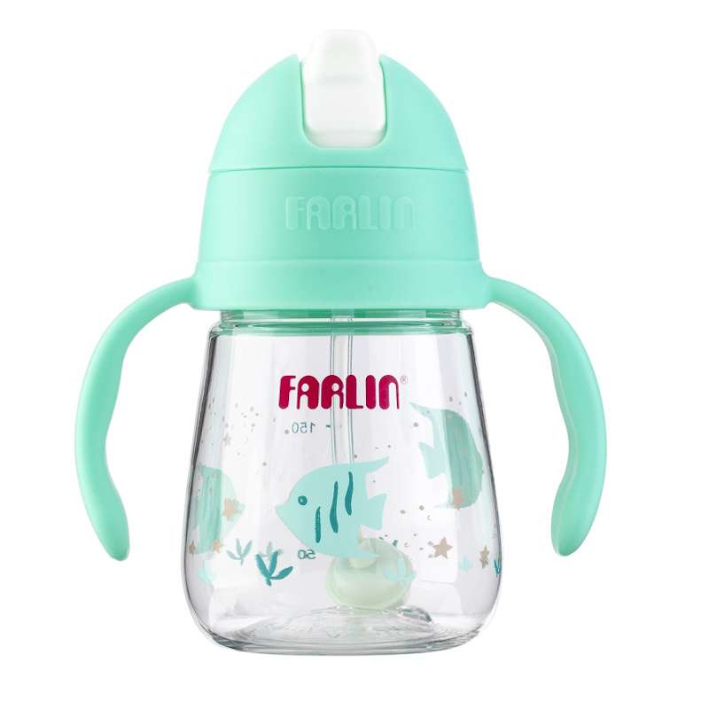 لیوان آبمیوه خوری کودک فارلین مدل نی دار سوپاپ دار کد AG-10024