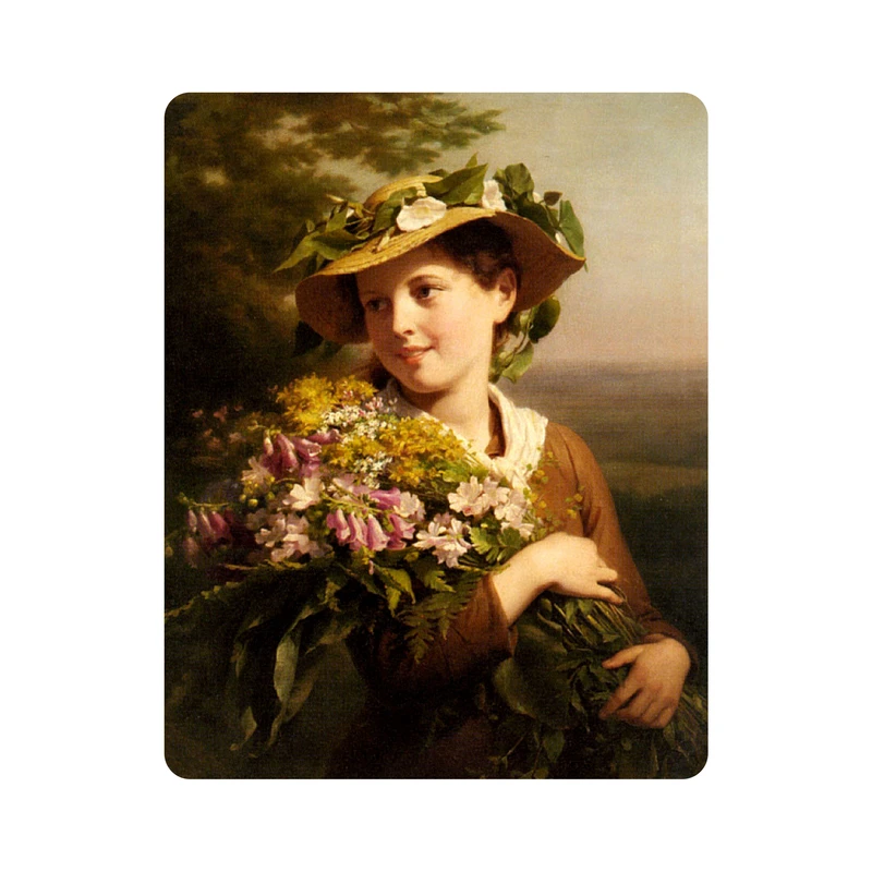 ماوس پد اطلس آبی طرح نقاشی دختر مدل T1105