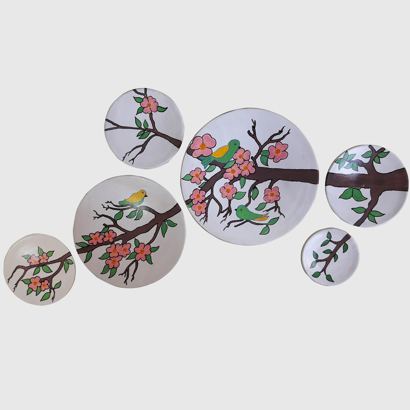 بشقاب دیوارکوب سفالی کد AG101 مجموعه 6 عددی