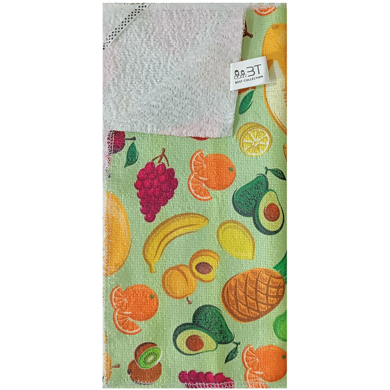 دستمال نظافت آشپزخانه بی تی مدل میکروفایبر طرح میوه کد 30x30W262 دستمال نظافت آشپزخانه بی تی مدل میکروفایبر طرح میوه کد 30x30W262