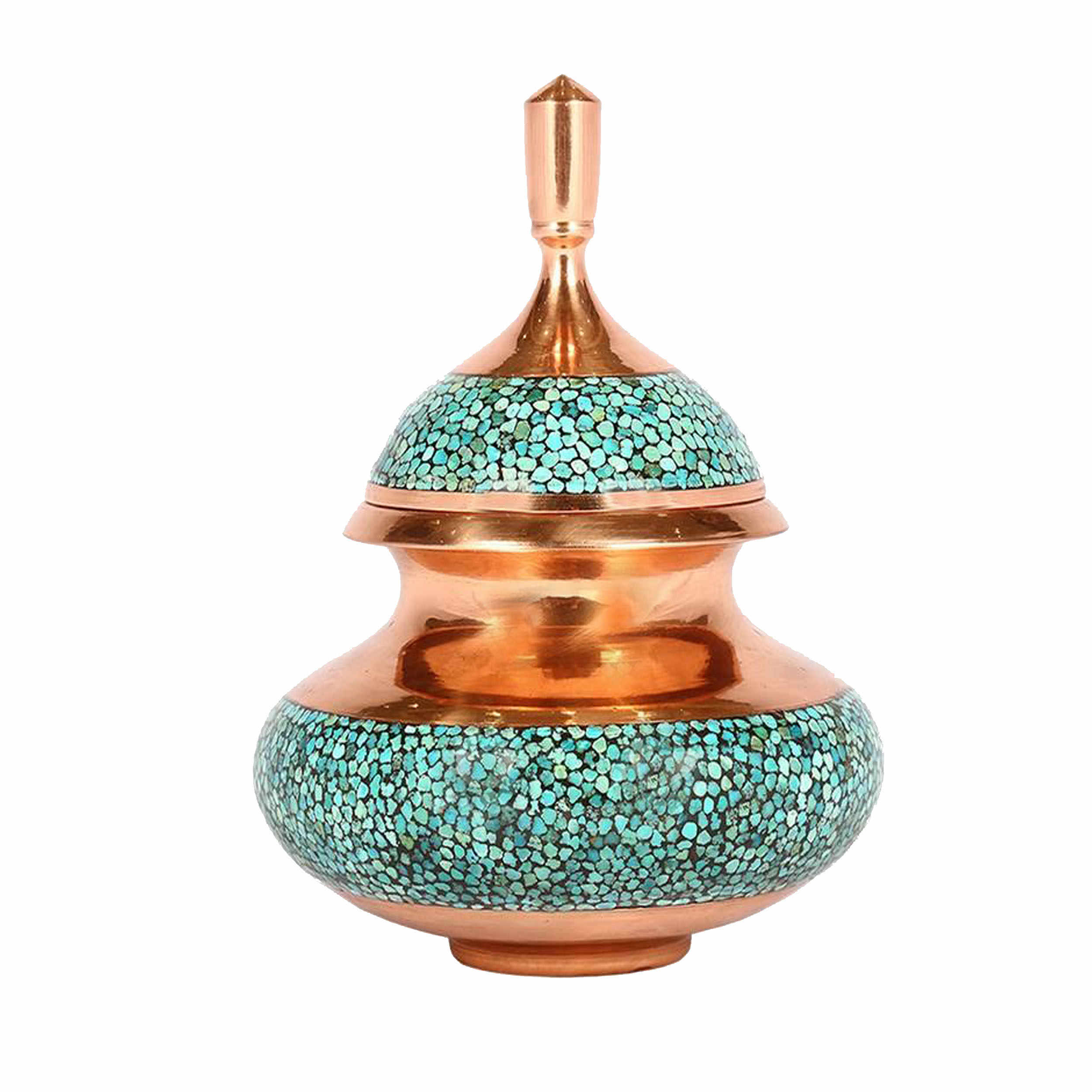Copper Turquoise inlaying sugar/candy pot dish, code 5269