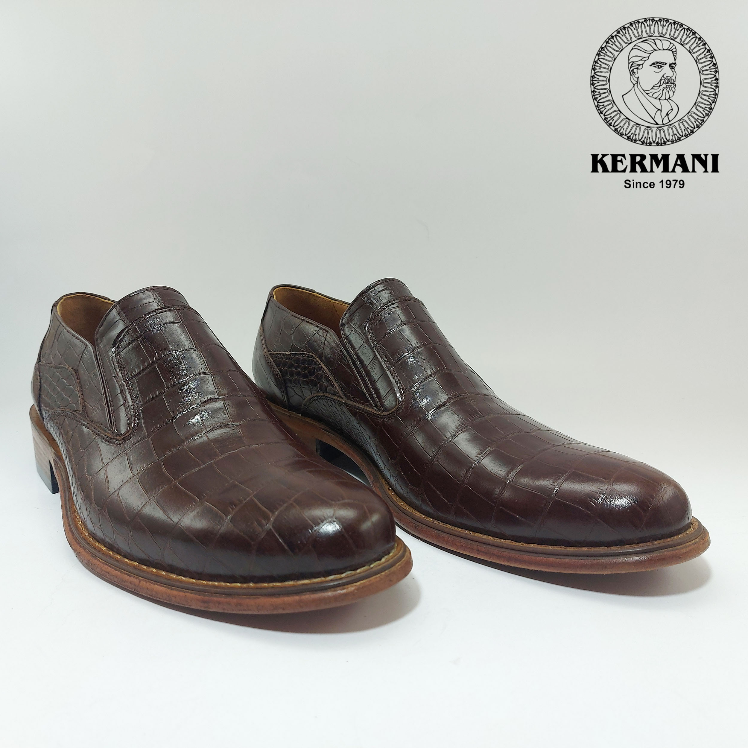 کفش مردانه کرمانی مدل تمام چرم دستدوز کد 350 رنگ قهوه ای -  - 3