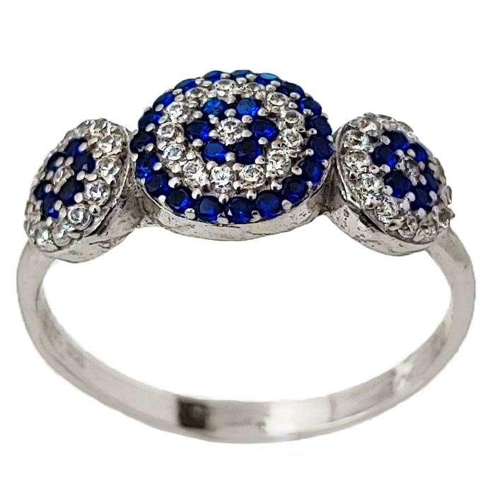 انگشتر نقره زنانه مدل چشم نظر سه چشمی کد RS2042