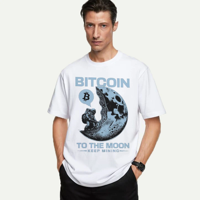 تی شرت آستین کوتاه مردانه مدل معدن بیت کوین در ماه z451