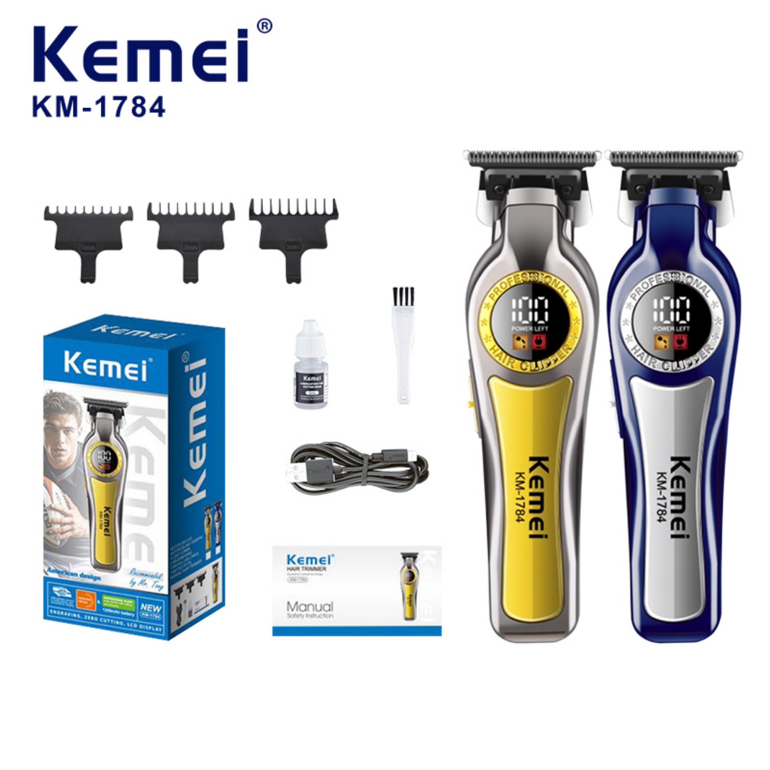ماشین اصلاح موی سر و صورت شارژی کیمی مدل KM-1784 ماشین اصلاح موی سر و صورت شارژی کیمی مدل KM-1784