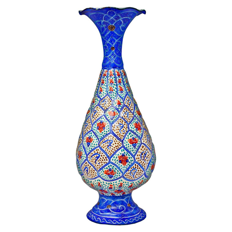 گلدان مسی مینا کاری شده گالری مند کد MN39