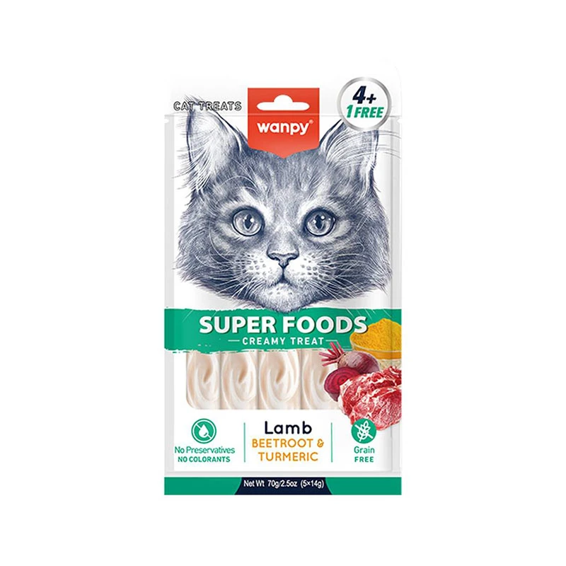 تشویقی گربه ونپی مدل Superfoods Creamy Lickable با طعم بره، چغندر و زردچوبه وزن 70 گرم