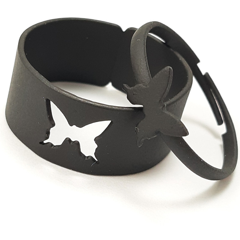 انگشتر زنانه مدل پروانه کاپل کد Rcs10 مجموعه 2 عددی