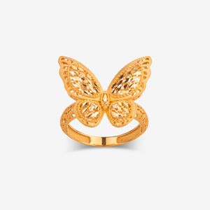 انگشتر طلا 18 عیار زنانه طلای مستجابی مدل پروانه سایز 56