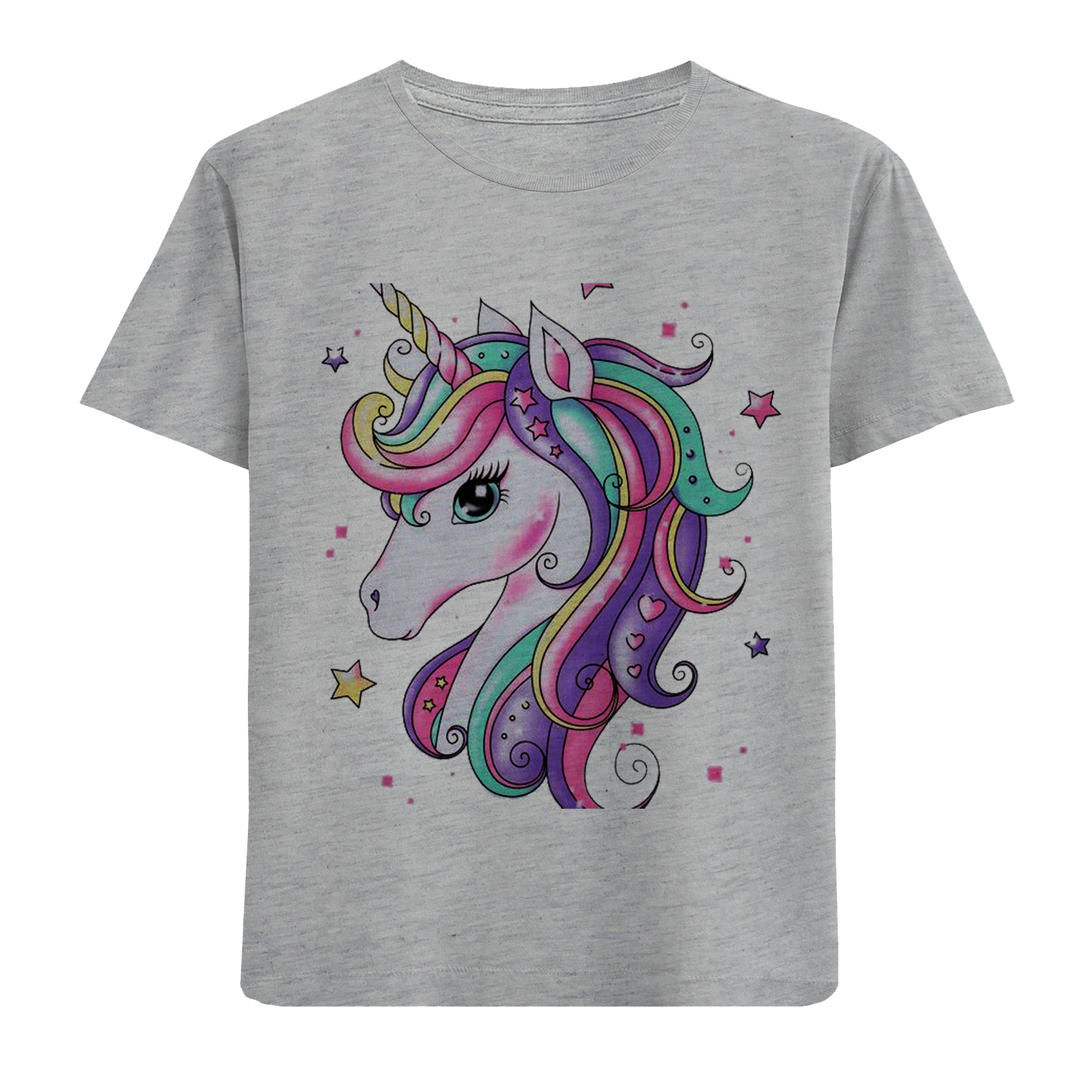 تی شرت آستین کوتاه دخترانه مدل تک شاخ F597