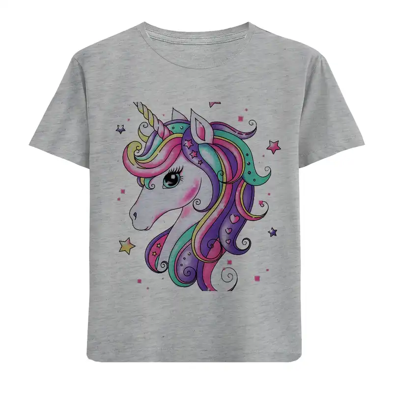 تی شرت آستین کوتاه بچگانه مدل اسب تک شاخ F597