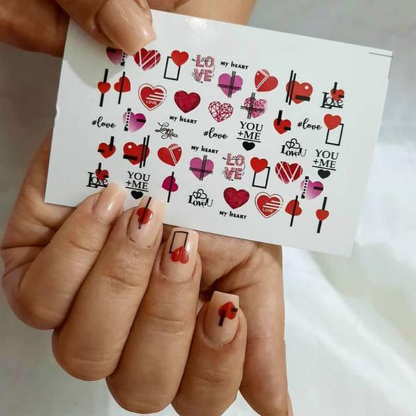 استیکر طراحی ناخن طرح قلب کد C207
