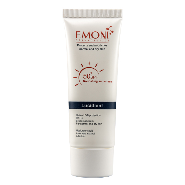 کرم ضد آفتاب بدون رنگ امونی درماسیوتیکس SPF 50 مدل لوسیدنت مناسب پوست نرمال تا خشک حجم 50 میلیلیتر