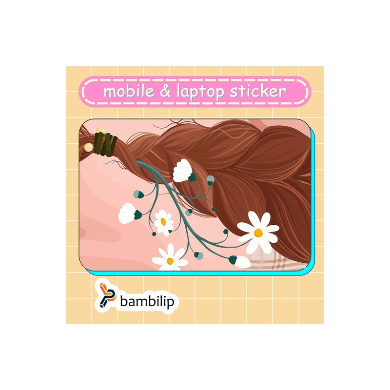 استیکر بامبیلیپ مدل کارت عابر طرح موهای بافته و گل بابونه کد 8399664