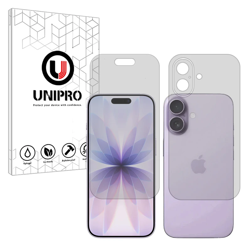 محافظ صفحه نمایش یونی پرو مدل مات مناسب برای گوشی موبایل اپل iPhone 17 به همراه محافظ پشت گوشی