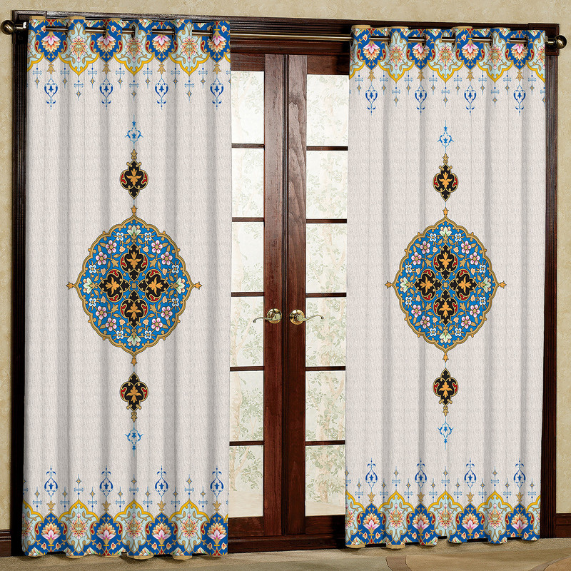 پرده مدل مخمل پانچی طرح سنتی کد 4197T2 سایز 200x140 سانتی متر