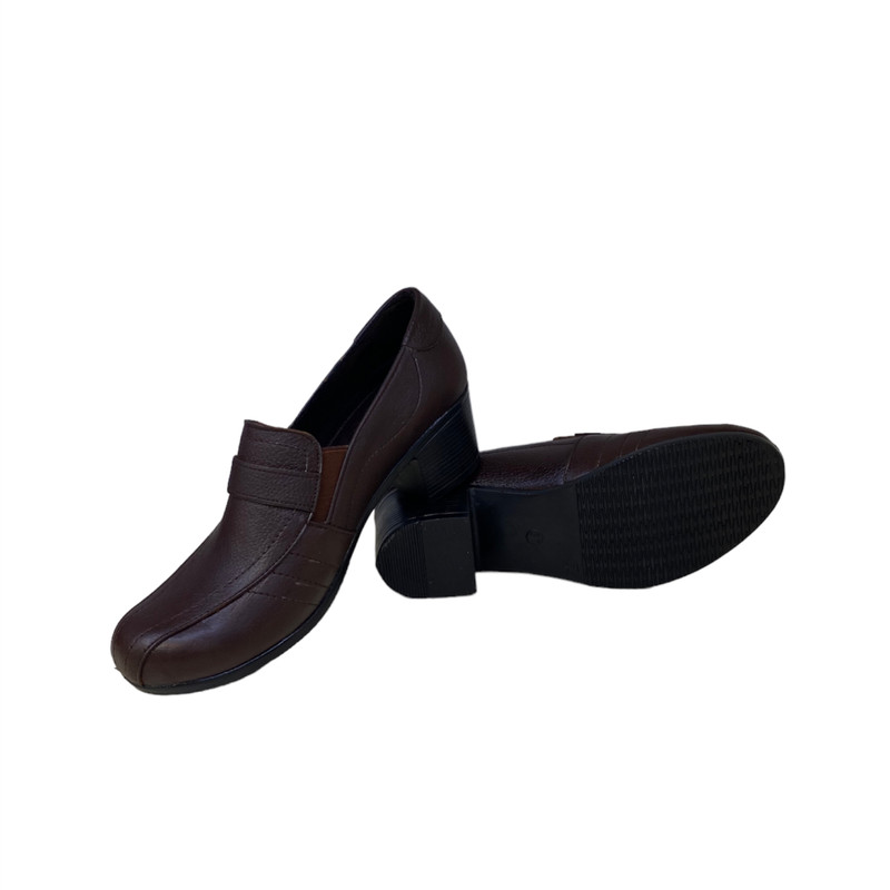 کفش زنانه مدل PZ 24 CHR چرم طبیعی رنگ قهوه ای