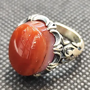 انگشتر نقره مردانه مدل عقیق یمانی کد 41