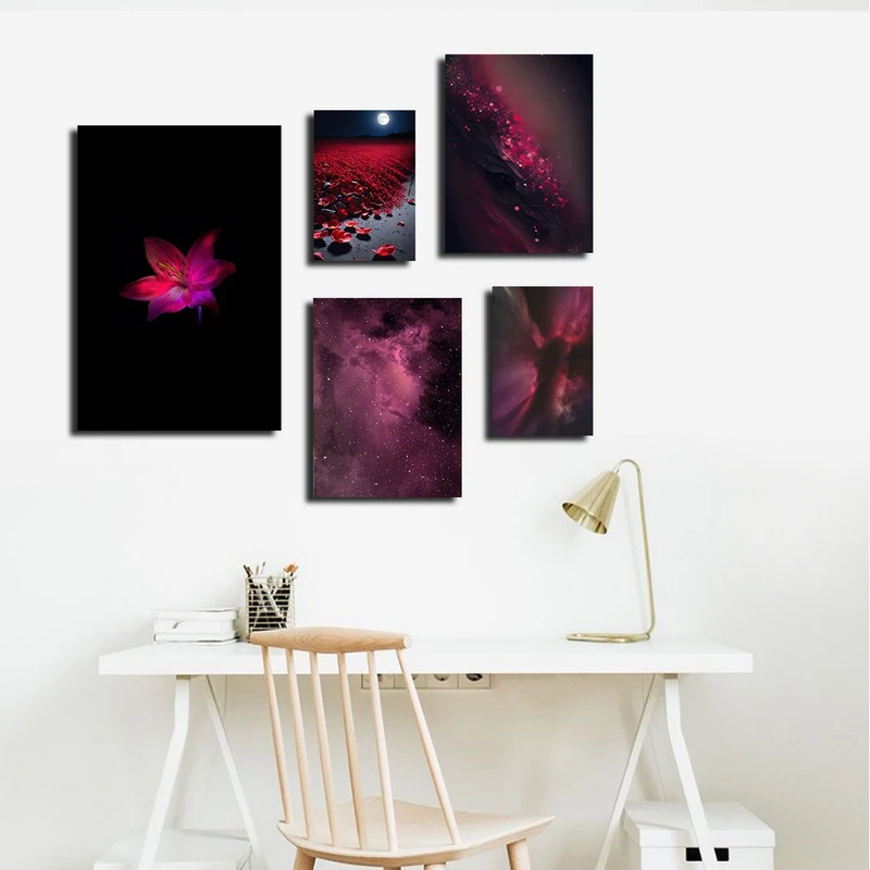 تابلو شاسی بکلیت طرح کهکشان و گل مدل SH-3056 مجموعه 5 عددی