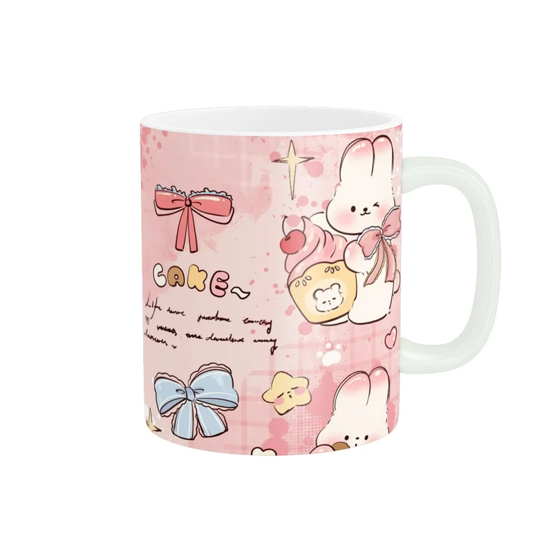 ماگ پاد آفرین مدل طرح خرگوش کاپ کیک کیوت فانتزی پینترستی طرح دار سرامیکی کد 438