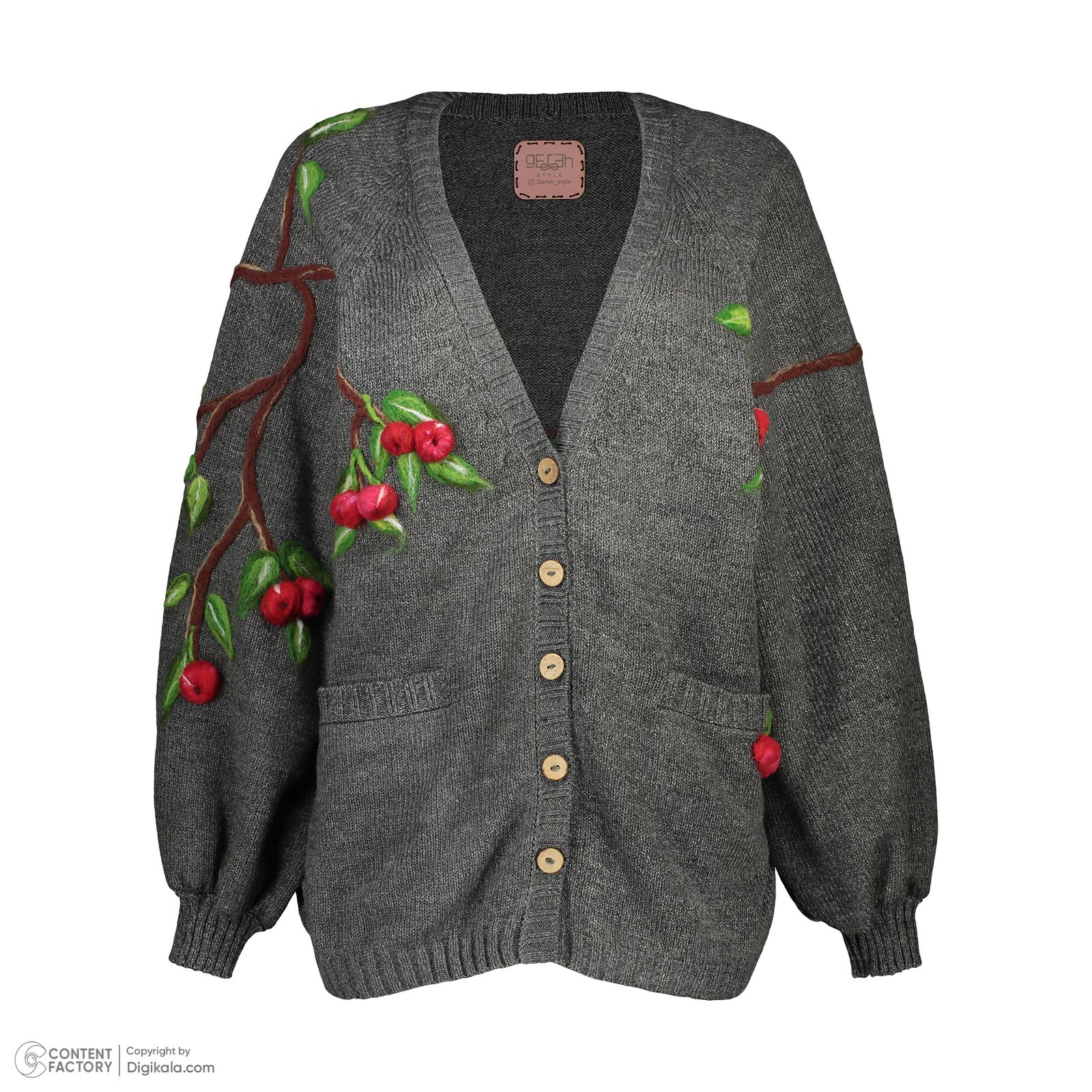 ژاکت زنانه گره استایل مدل گوشواره گیلاس  رنگ طوسی -  - 3