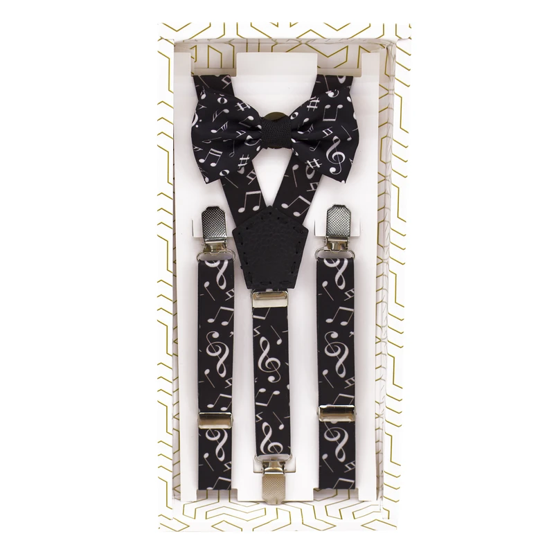 ست ساسبند و پاپیون پسرانه مدل نت موسیقی کد 109