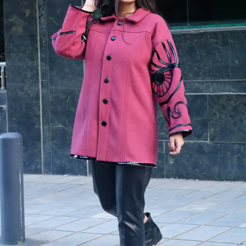 پالتو زنانه مدل چرم دوزی