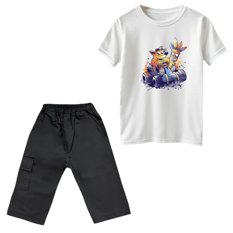 ست تی‌شرت و شلوارک پسرانه مدل کراش کد 7