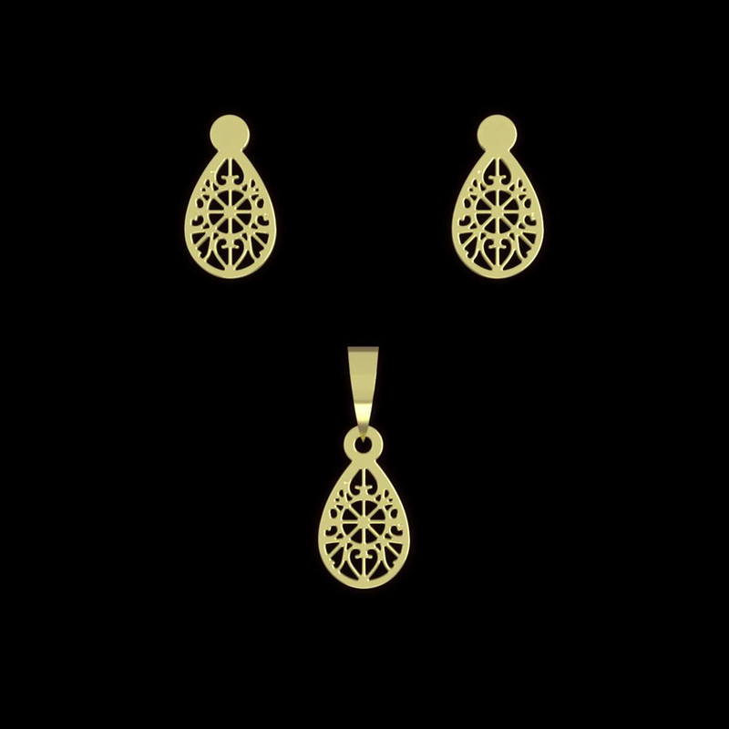 نیم ست طلا 18 عیار زنانه مدوپد مدل هندسی کد NA13461