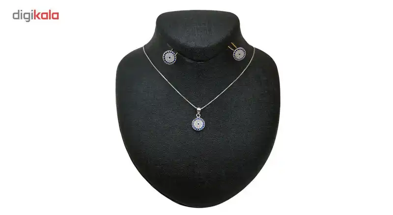 نیم ست نقره ترمه مدل سنگ رنگی Termeh h 37