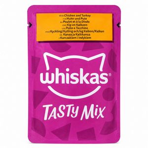 پوچ گربه بالغ ویسکاس مدل Tasty Mix طعم مرغ و بوقلمون وزن ۸۵ گرم