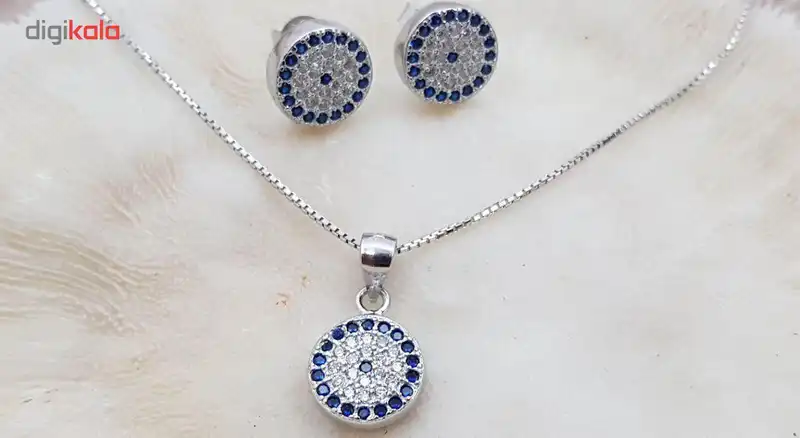 نیم ست نقره ترمه مدل سنگ رنگی Termeh h 37