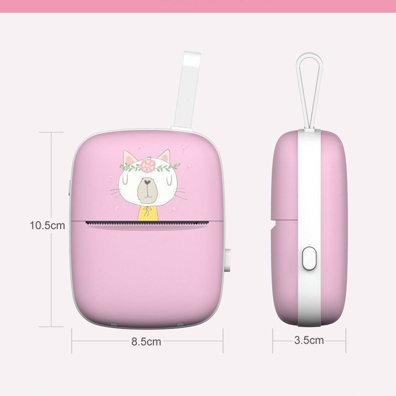 پرینتر حرارتی مدل پرتابل Pink با چاپ حرارتی 200dpi، اتصال USB و Bluetooth، قابلیت چاپ بدون حاشیه