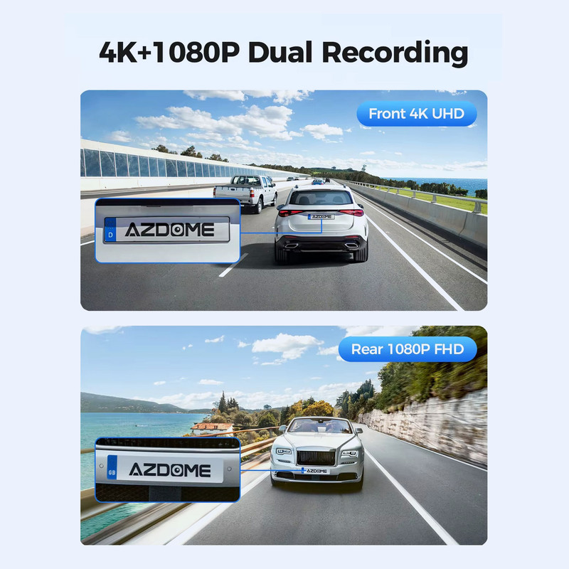 دوربین ثبت وقایع خودرو رودگارد مدل RG CAM7 4k به همراه دوربین عقب و کیت برق مستقیم