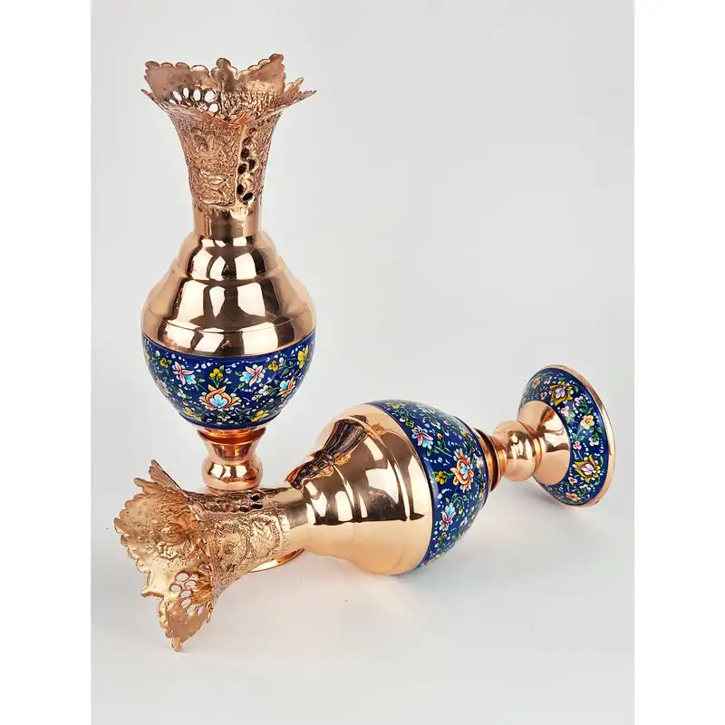 گلدان مسی مدل سنبلدان کد 01 مجموعه 2 عددی