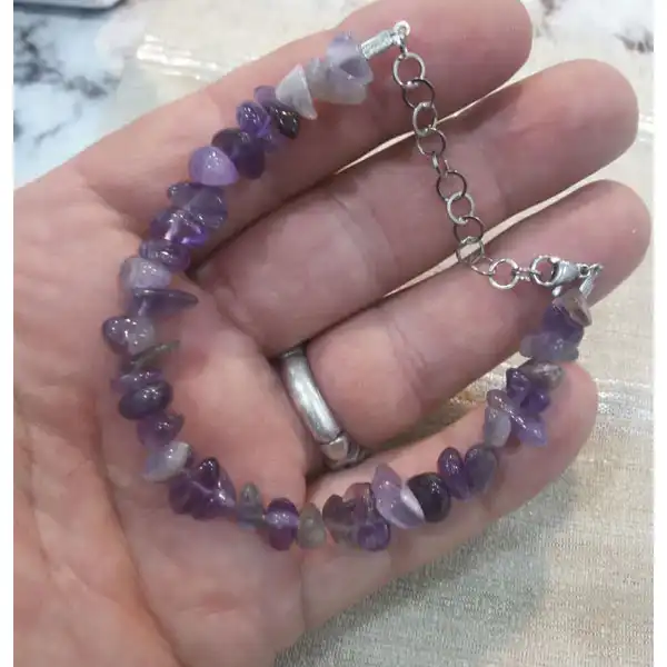 دستبند مدل سنگ طبیعی آمتیست