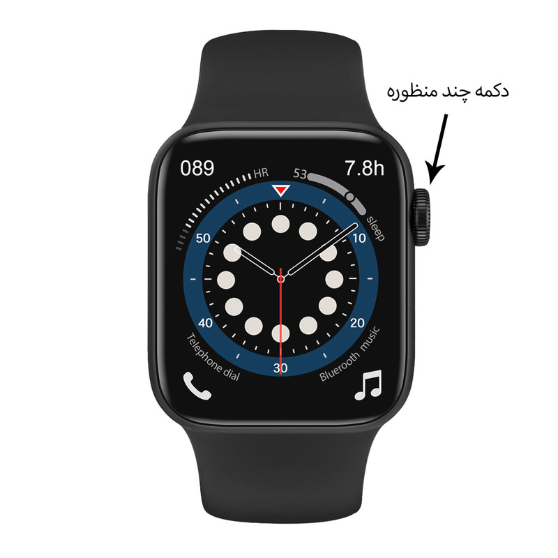 ساعت هوشمند مدل C60 Pro صفحه نمایش رنگی و لمسی، کنترل موسیقی، مکالمه از طریق بلوتوث، پشتیبانی از زبان فارسی و قابلیت تغییر تم ساعت بند سیلیکونی